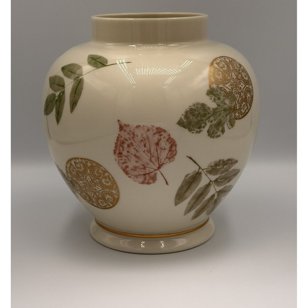 Lenox Nature’s Impressions Burnished Leaf Vase 7"  Gold Accent Discontinued USA